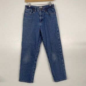 L.L. Bean Lined Jeans Womens 6P Blue Straight High Rise Elastic Waist Denim